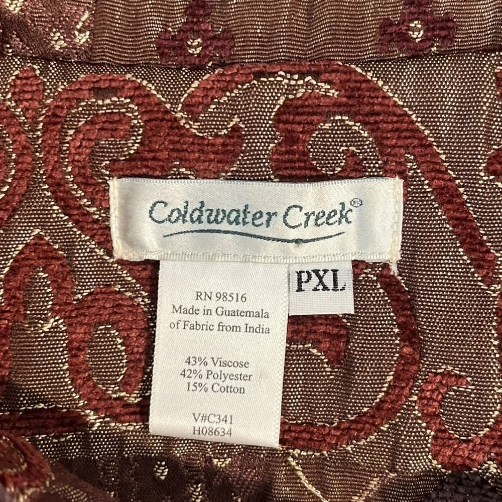 Vintage Coldwater Creek Tapestry Jacquard Collared Button Shirt Jacket PXL - Image 7