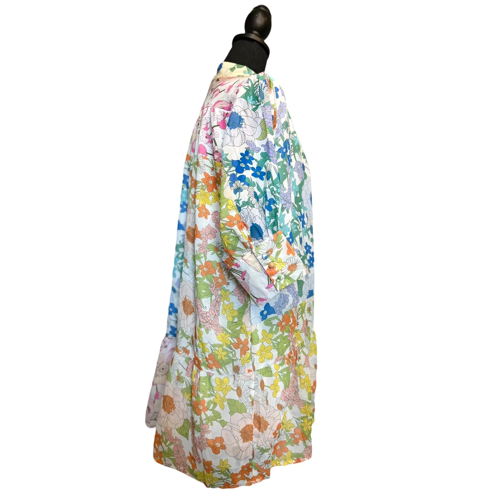 BOHO Floral Babydoll Dress Arthur Jane Claire Womens Large Retro Hippie 70s - Image 8