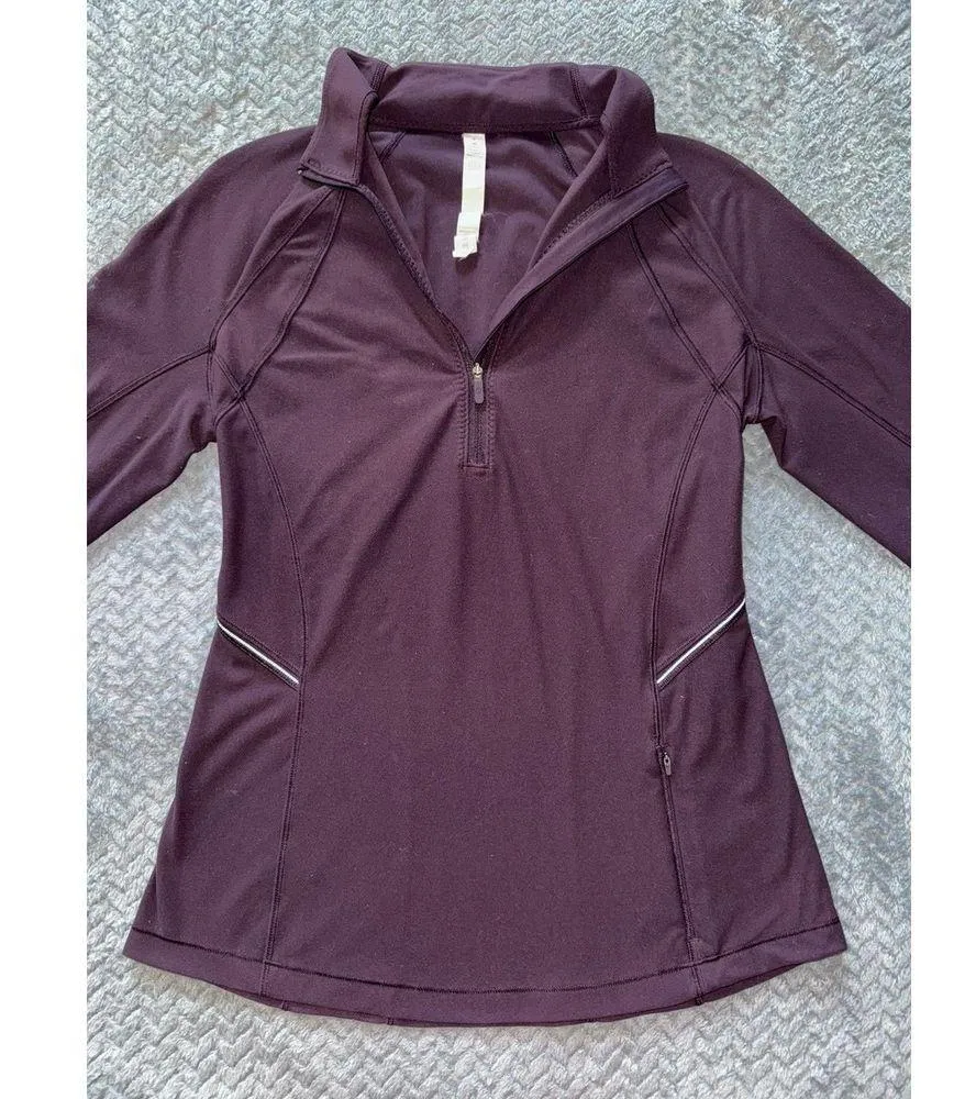 Lululemon Define Athletica Half Zip Pullover Running Top Thumb Holes Purple Sz 6 - Image 2