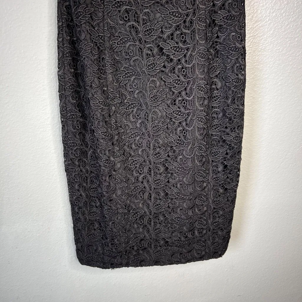 White House Black Market Black Lace Sheath Dress Size 0‎ Cocktail Party WHBM - Image 4