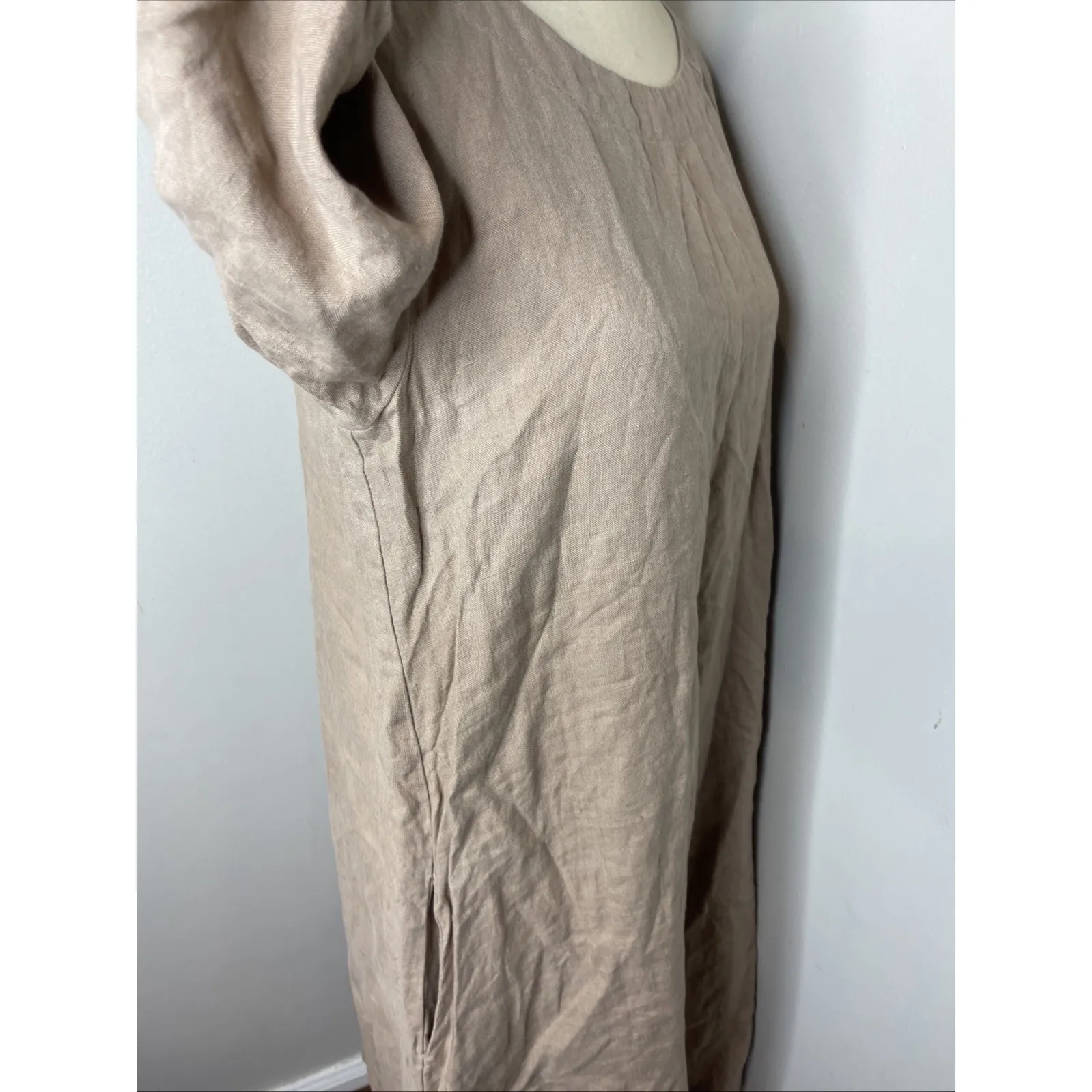 NPL NOT PERFECT LINEN January Linen Dress Taupe Tan Natural Small / Medium - Image 6