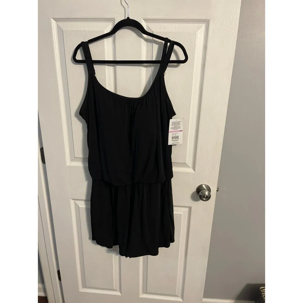 Maxine Of Hollywood Jersey Swim Romper One Piece Swimsuit Size 22W Black New - Image 5