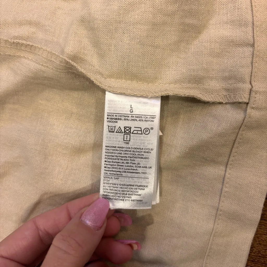 GAP Womens Large Relaxed Linen Blend Blazer Lightweight Casual Work Jacket - Image 8