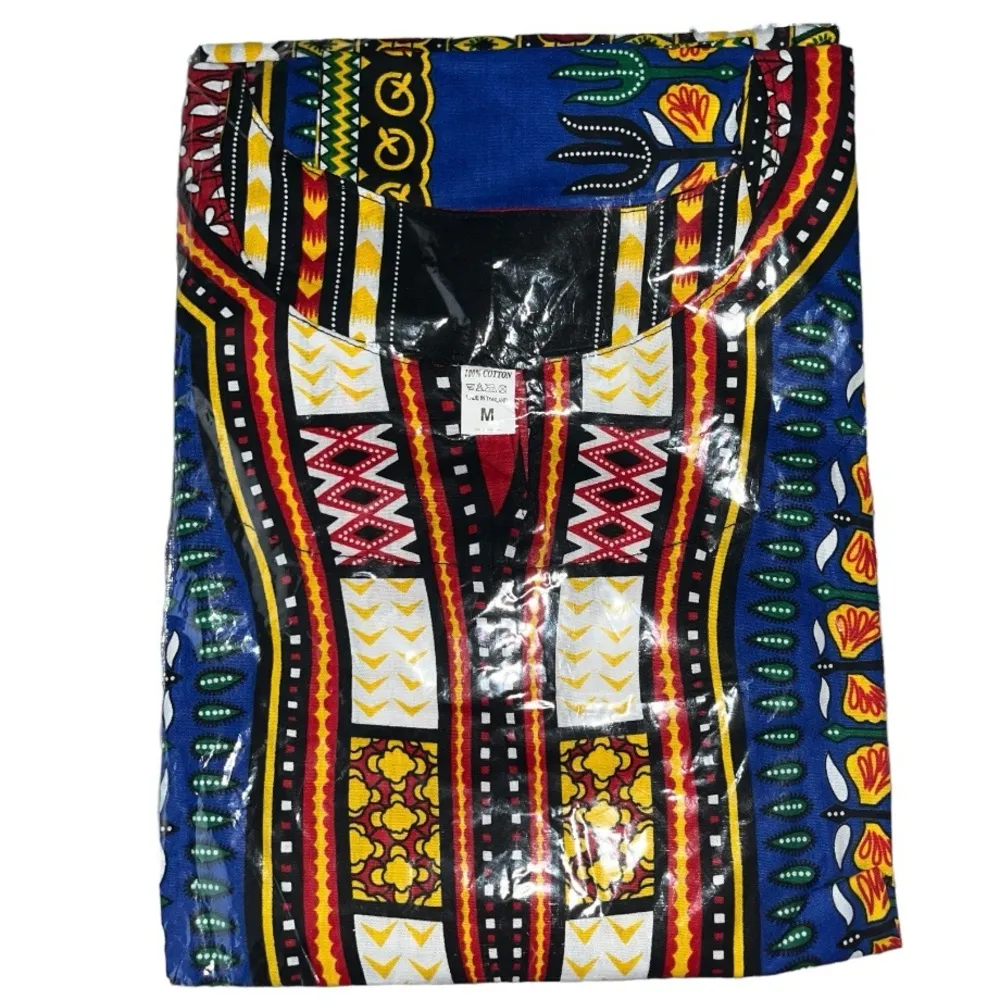 Blue dashiki African top Size M - Image 3