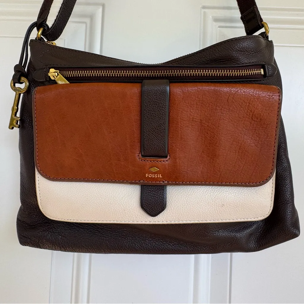 Fossil Kinley Colorblock Leather Crossbody Bag Multicolor Handbag Purse - Image 9