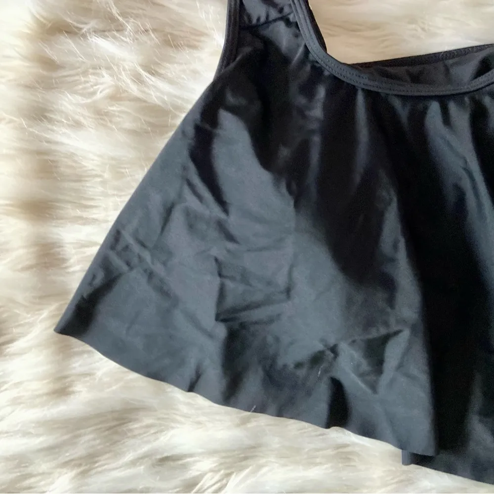 PitPat Black Tank Swing Ruffle Front Adjustable Strap Bikini Top Sz L Size L - Image 8