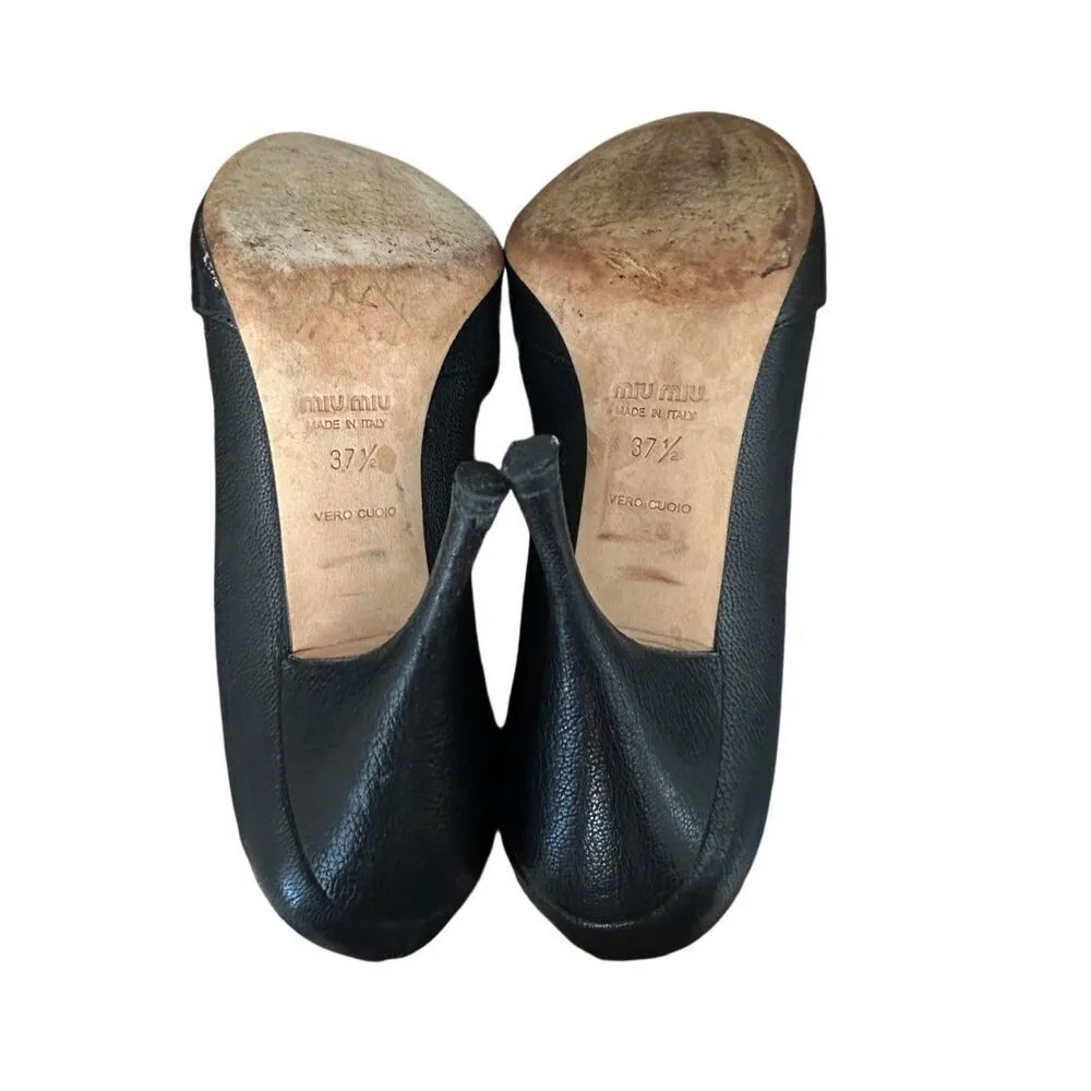 Miu Miu  Italy Leather Heels - Image 8