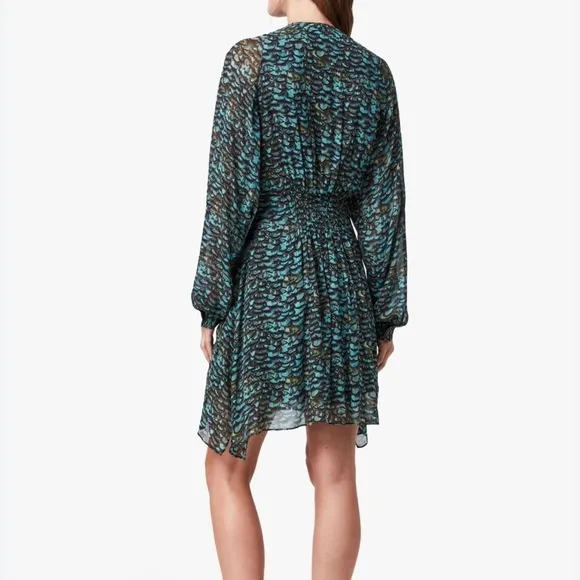 ALL‎ SAINTS Nichola Plume Long Sleeve Dress Mini Lined Flowy Size M - Image 2