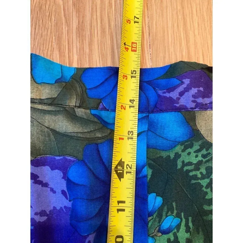 Vintage Women’s Shorts Floral Hawaiian 90s High Waist Coastal Petite Medium Blue - Image 8