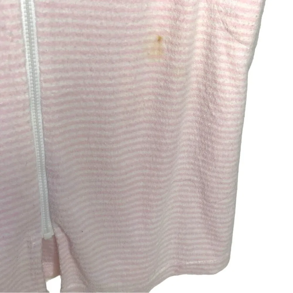 Lord and Taylor Small pink/white cotton Small Zipper Front Robe 88h - Image 3