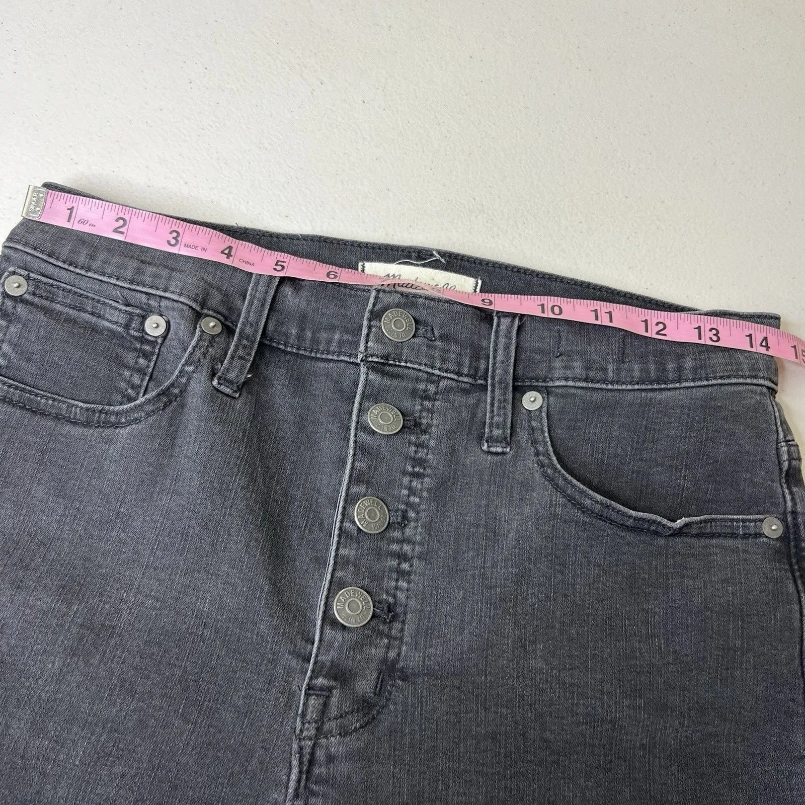 Madewell Cali Denim Boot Jeans Womens 29x29 Washed Black Button Fly Cropped - Image 5