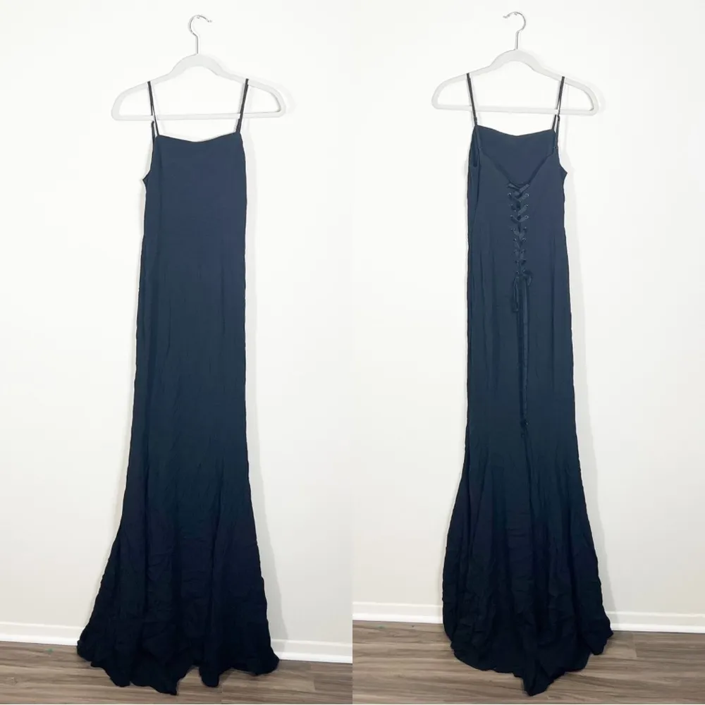 Reformation Dahlia Black Lace Up Back Maxi Dress Floor Length Size 2 - Image 4