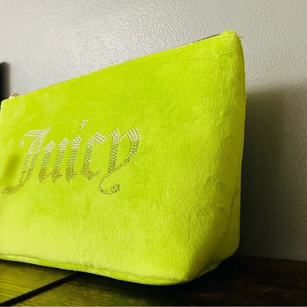 Juicy Couture Green Rhinestone Velour Cosmetic Makeup Travel Case NWT - Image 3