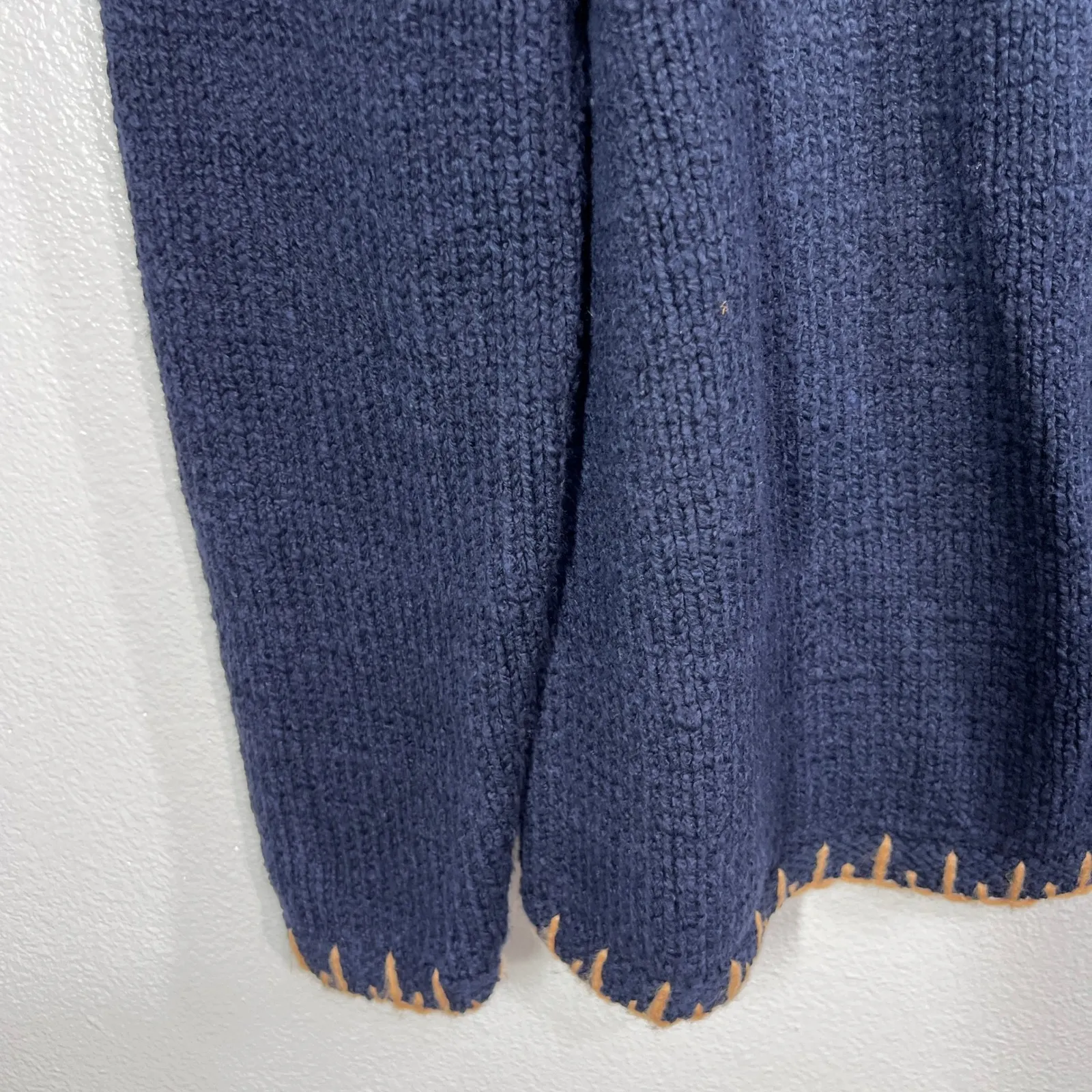 Pure Jill Women's‎ Large Navy Blue Knit Sweater Whipstitch Trim Cotton Blend - Image 6