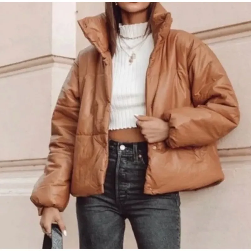 LIONESS  Puffer Jacket Size M Brown - Image 5