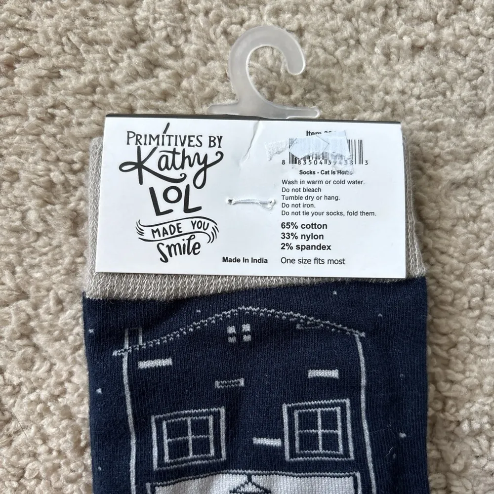 Kathy LOL Made You Smile Socks Navy Cat Lover Socks Blue - Image 4