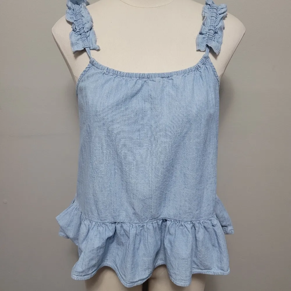 madewell denim ruffle dress NEW Madewell Denim Ruffle-Yoke Babydoll Dress in Lunar Wash Black