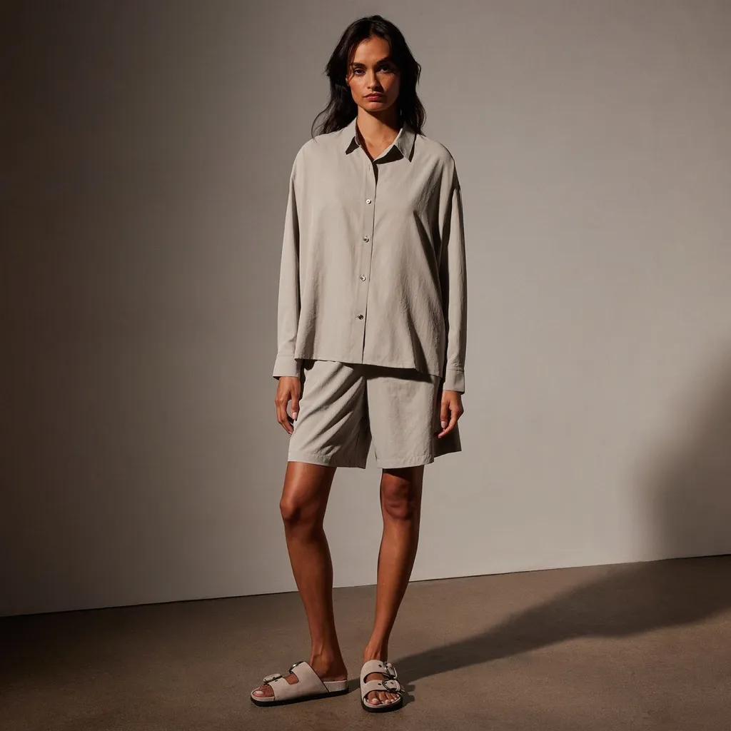 James Perse Lightweight Matte Sateen Fluid Shirt - Image 2