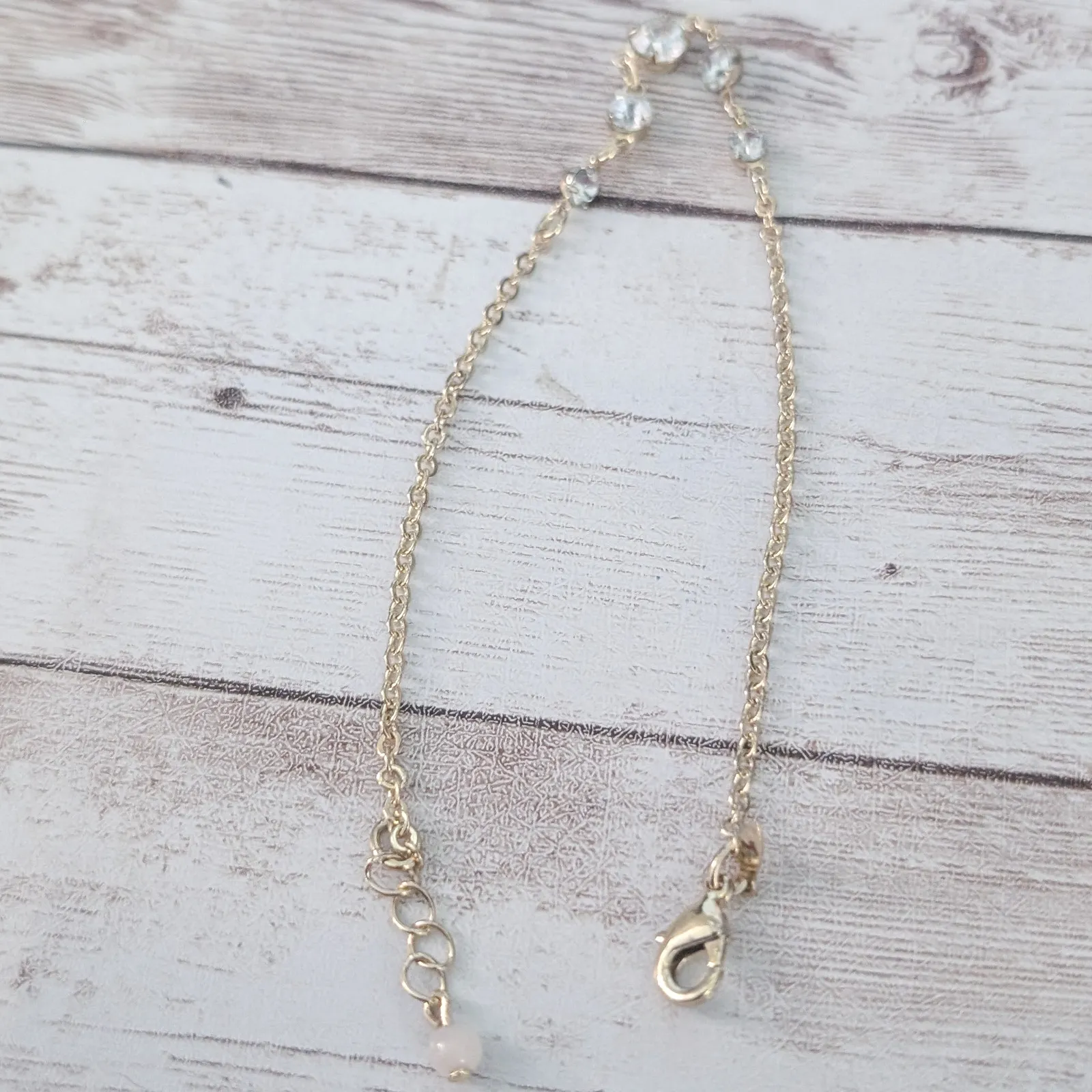 Vintage Avon SAQ Large Bracelet or Anklet Gold Tone with Clear Gems - Image 7