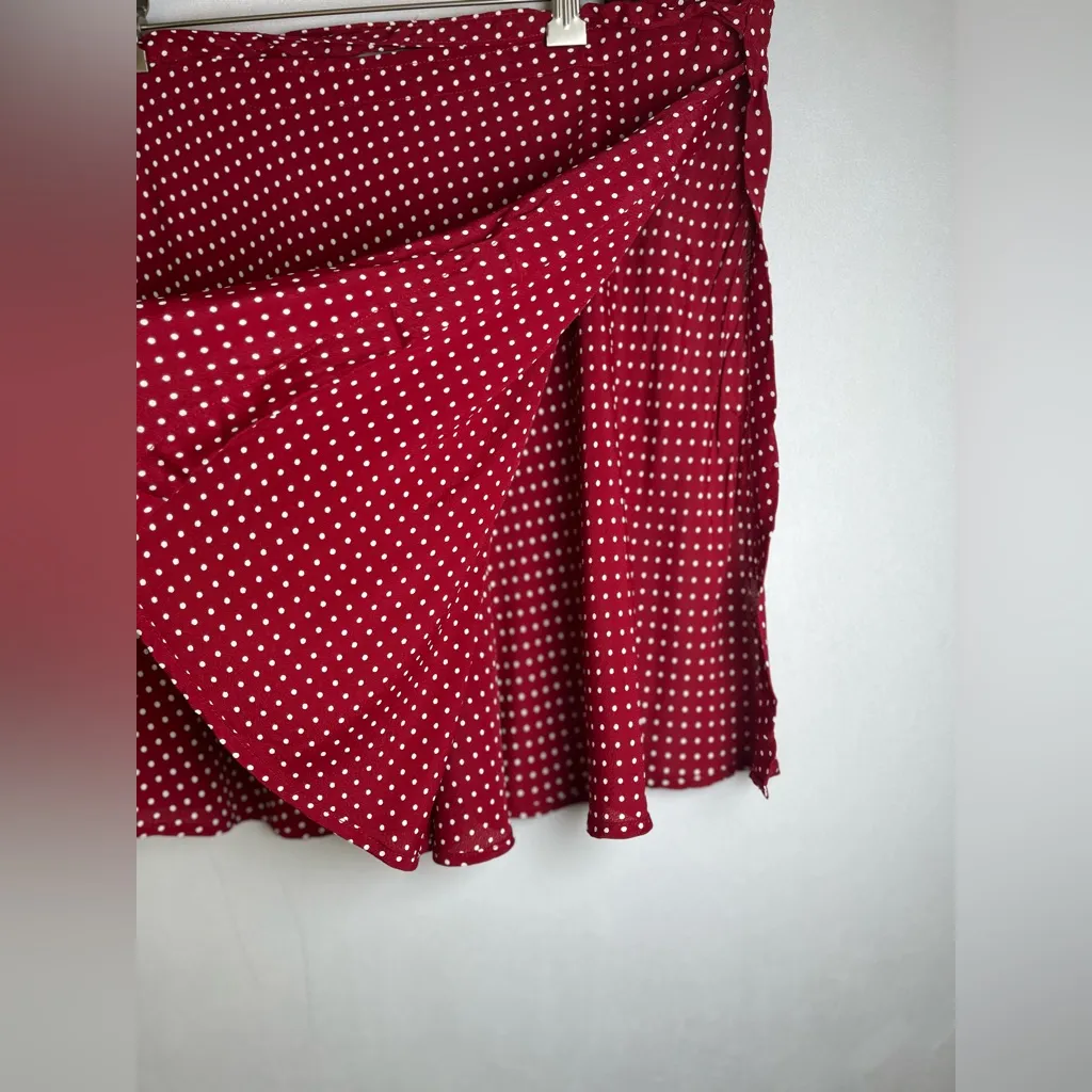 John Galt Red Polka Dot Wrap Skirt – One Size – 100% Rayon – Made in USA – NWT - Image 2