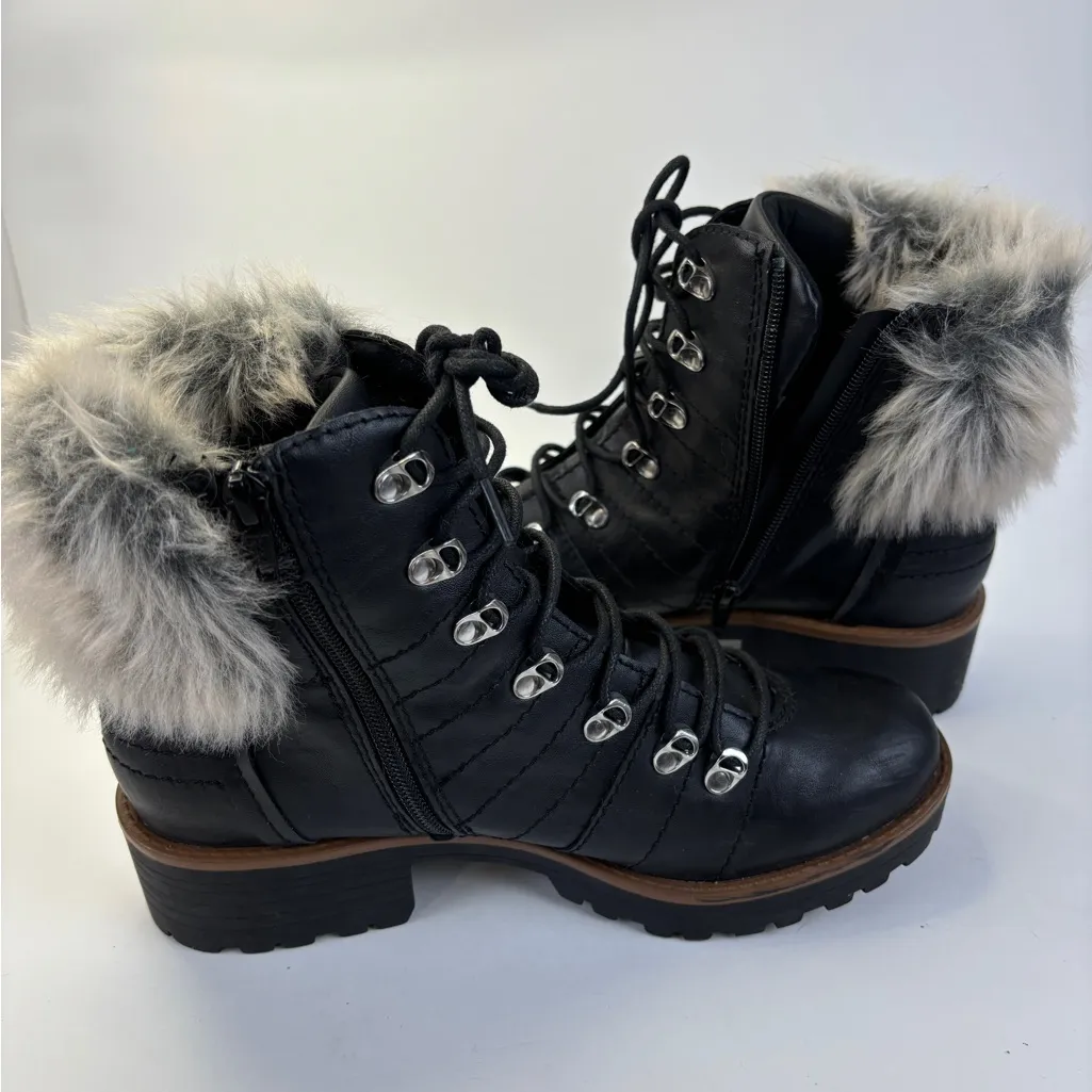 Kaari Blue  Katie Combat Boot~ Black~ with Fur Trim~ Size 8.5 - Image 4