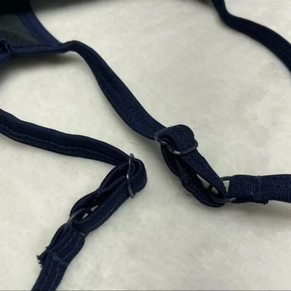 New Balance x J. Crew Navy Blue White Striped Sports Bra Sz Small 32AB-34A 0683 - Image 7