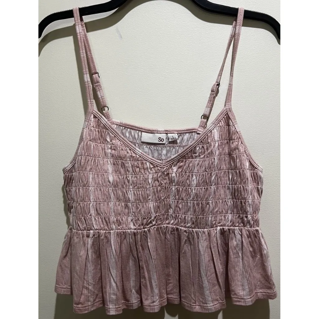SO Spaghetti Strap Crop Top ~ Size Medium ~ Pink ~ Adjustable Straps - Image 2