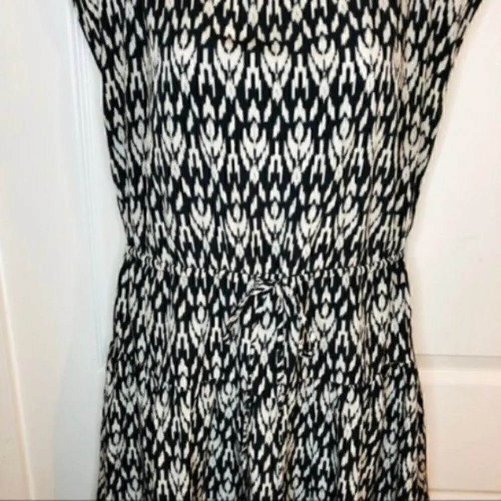 Forever 21 Tribal Print Drop Waist Mini Dress Neon Coral Collar Black S - Image 3