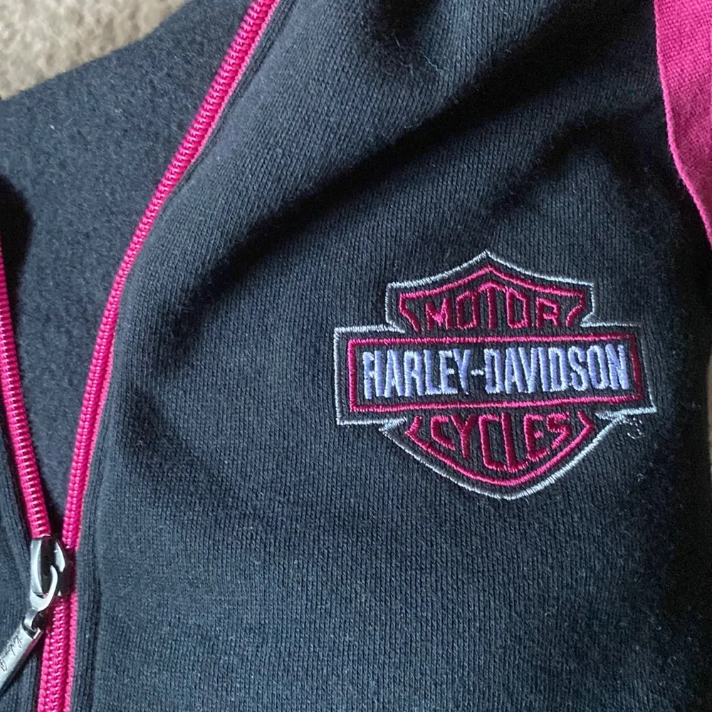 Harley Davidson Marion IL Black & Pink Zip Up Hoodie Jacket M - Image 3