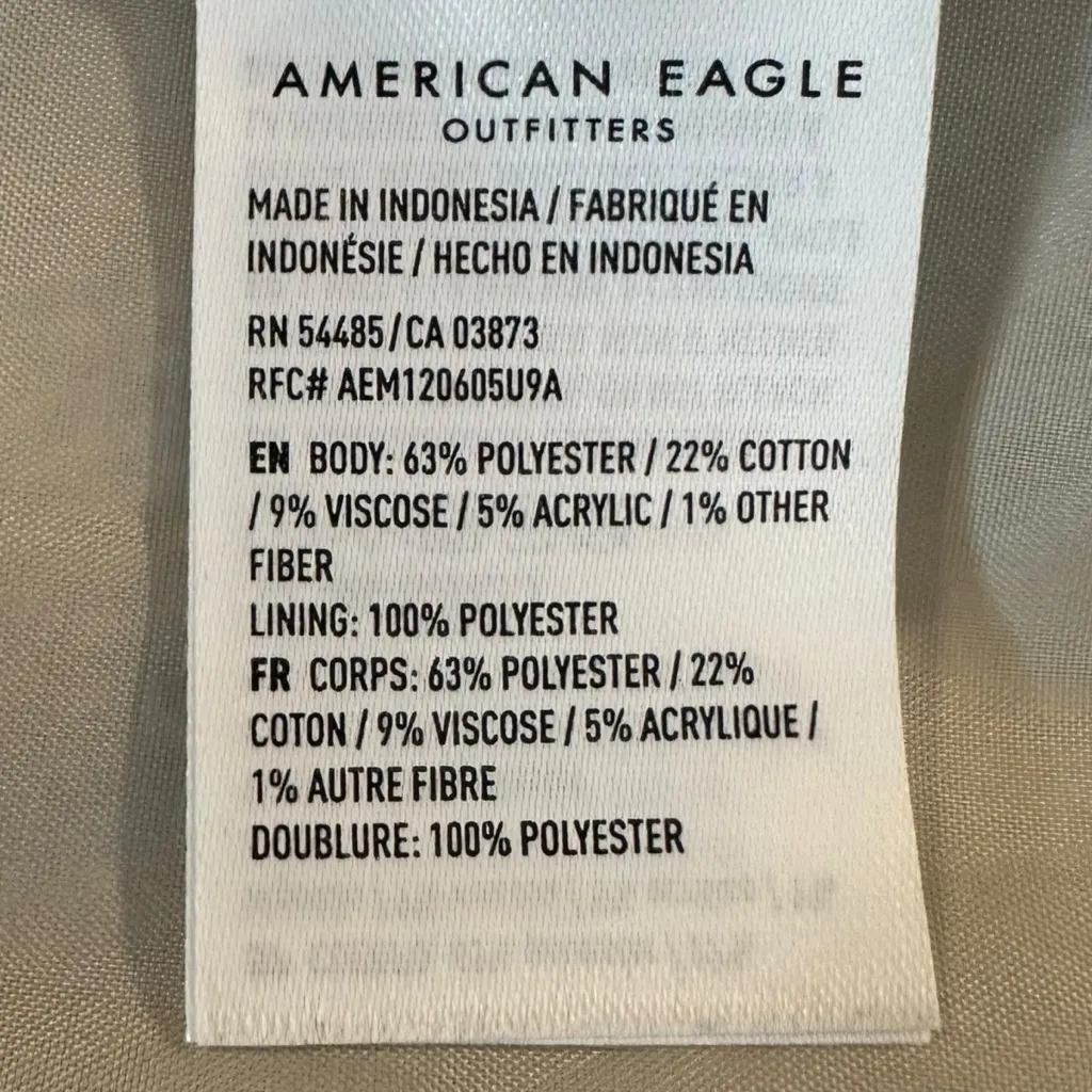 American Eagle Outfitters Plaid Flannel Shacket Jacket XL Light Blue Grey Grunge - Image 8