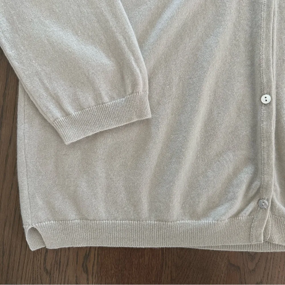 TSE 100% Cashmere V-neck Button Front Oversize Cardigan Sweater in Ivory Cream M - Image 5