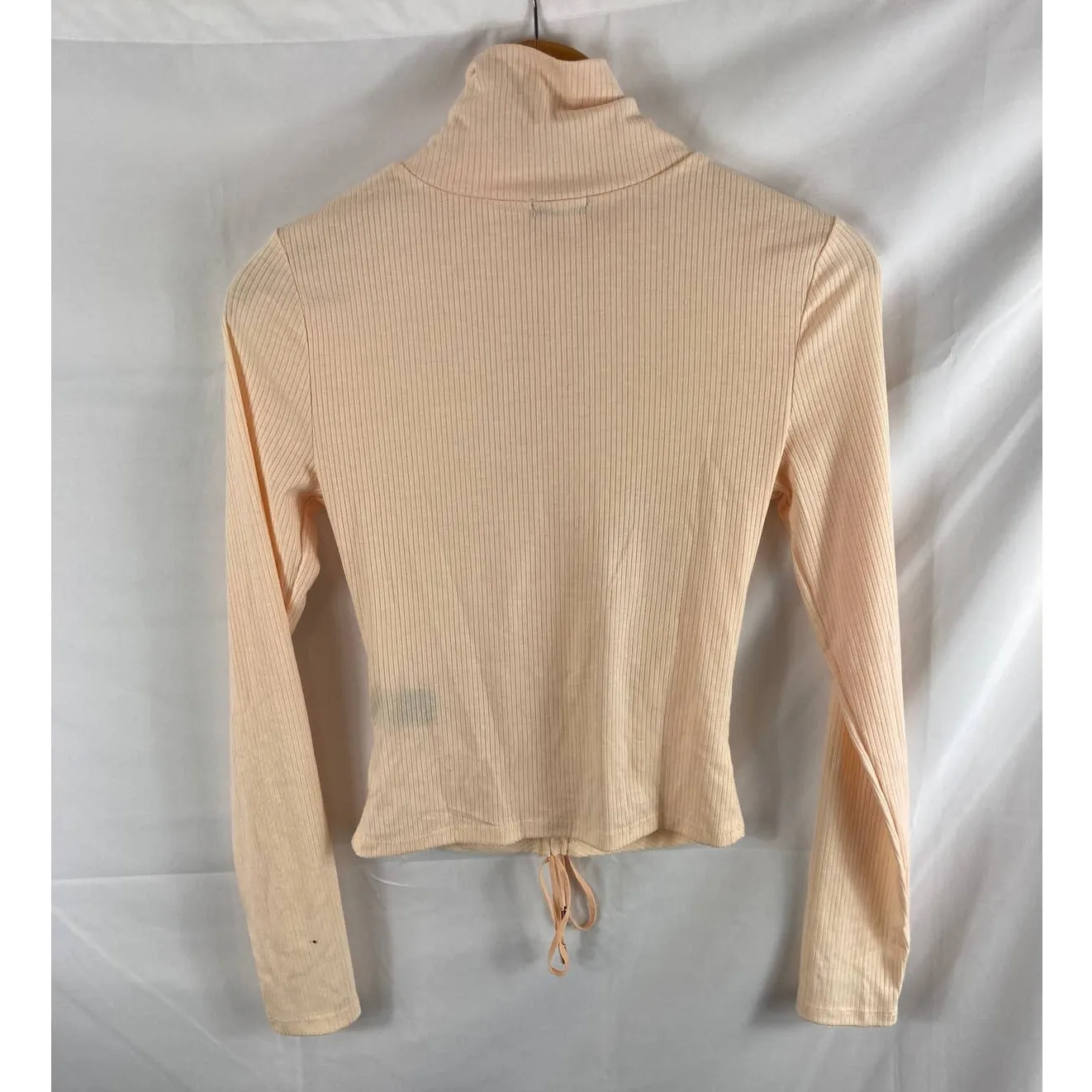 NWT AFRM Ruched Tie long sleeve ribbed top S Orange - Image 4