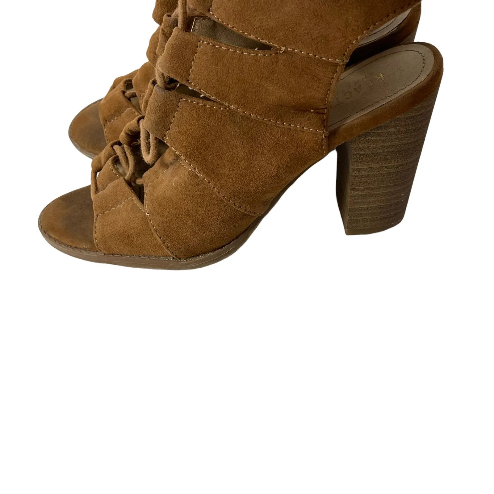 Kenneth‎ Cole Reaction Size 7 Brown Leather Lace Up Tie Chunky Heels - Image 6