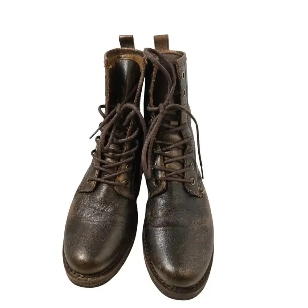 Frye Veronica Combat Womens Brown Leather Lace Up Casual Dress Boots Size 5.5 - Image 3