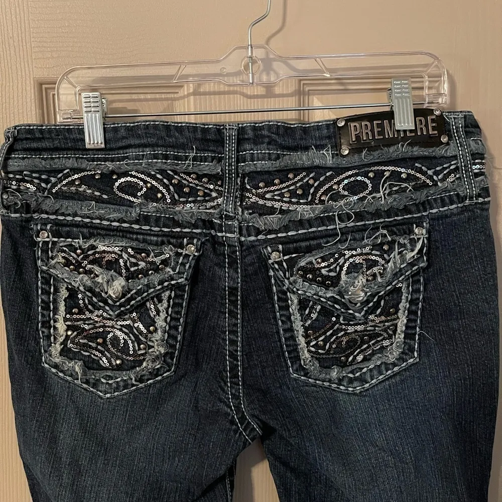 Premier Denim By Rue 21 Low Rise Flare Leg Sequin Pockets Jeans - Image 9