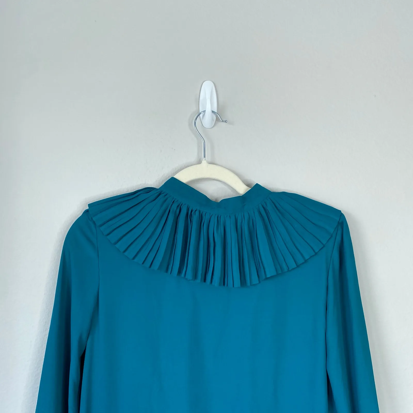 Vintage 1970s Jessica of the Golden West Teal Dress Western Fringe Size Medium Blue - Image 5
