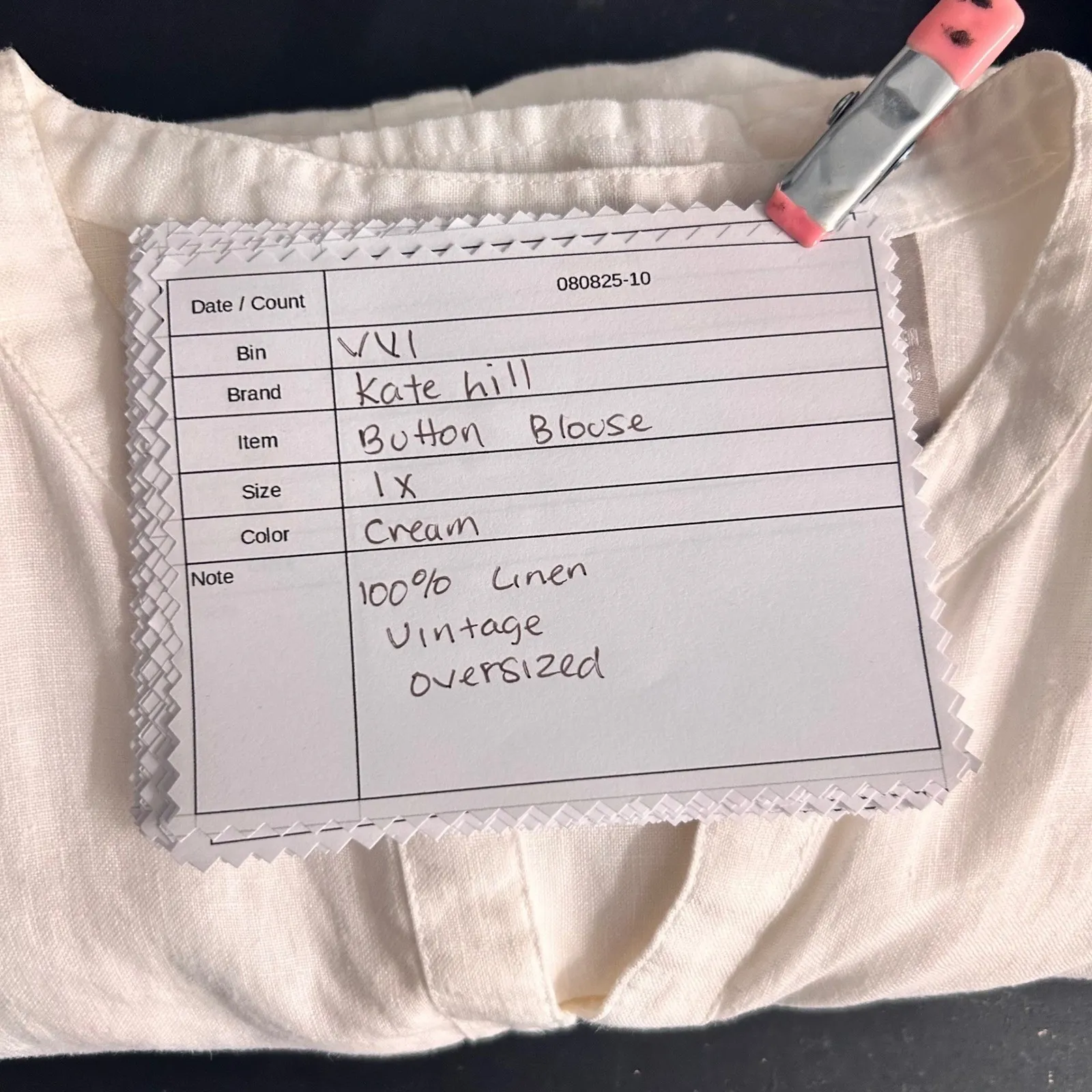 Kate Hill Button Up Linen Blouse White‎ 1X - Image 11
