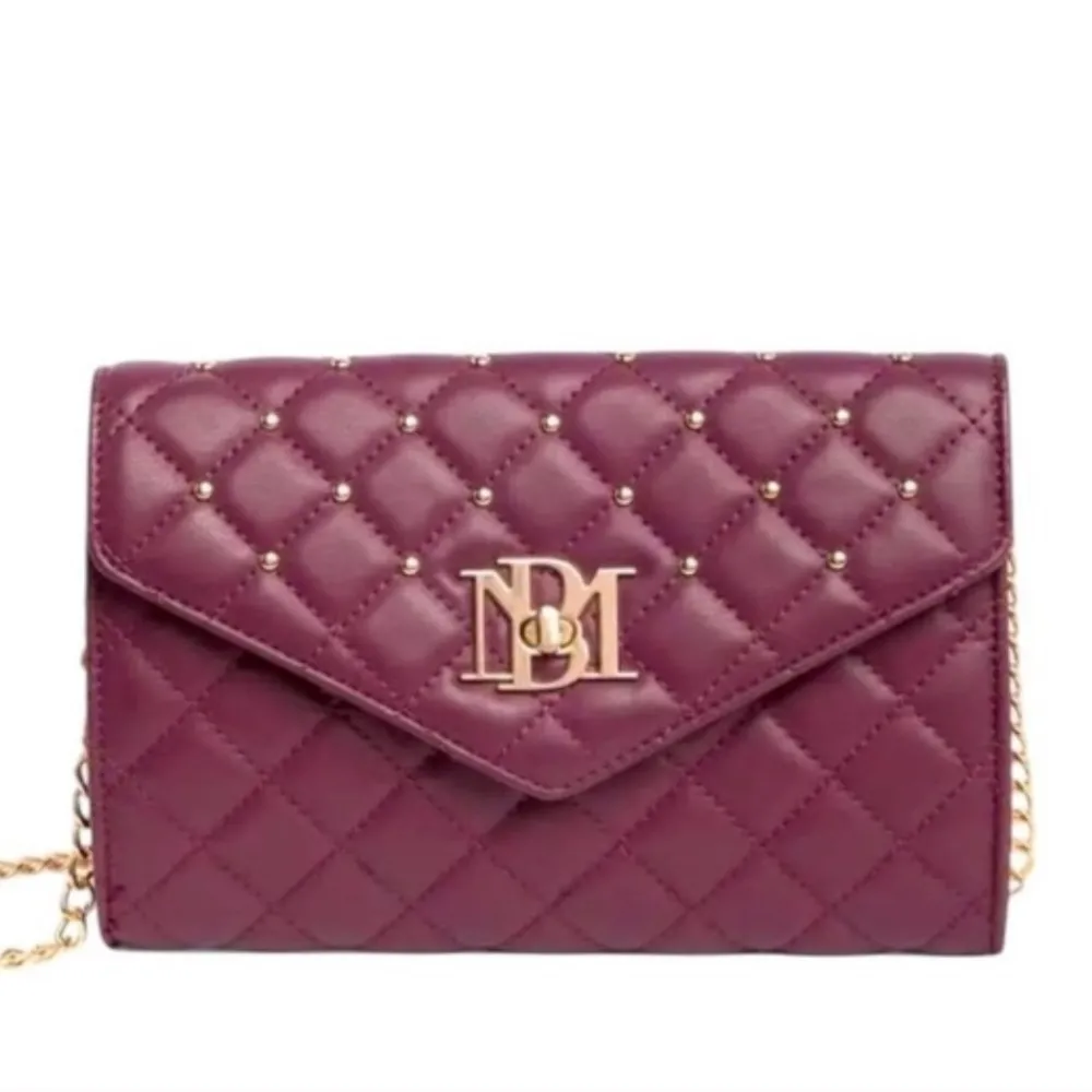 NWT BADGLEY MISCHKA convertible Crossbody Purse Bag w/Diamond Quilting; Plum - Image 12