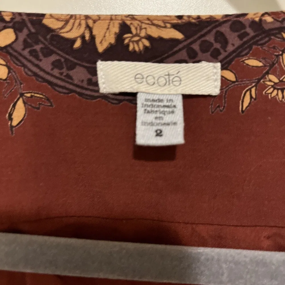 ECOTE Urban Outfitters Charlotte Plunging Romper Sz 2 Brown Floral Long-Sleeve - Image 8