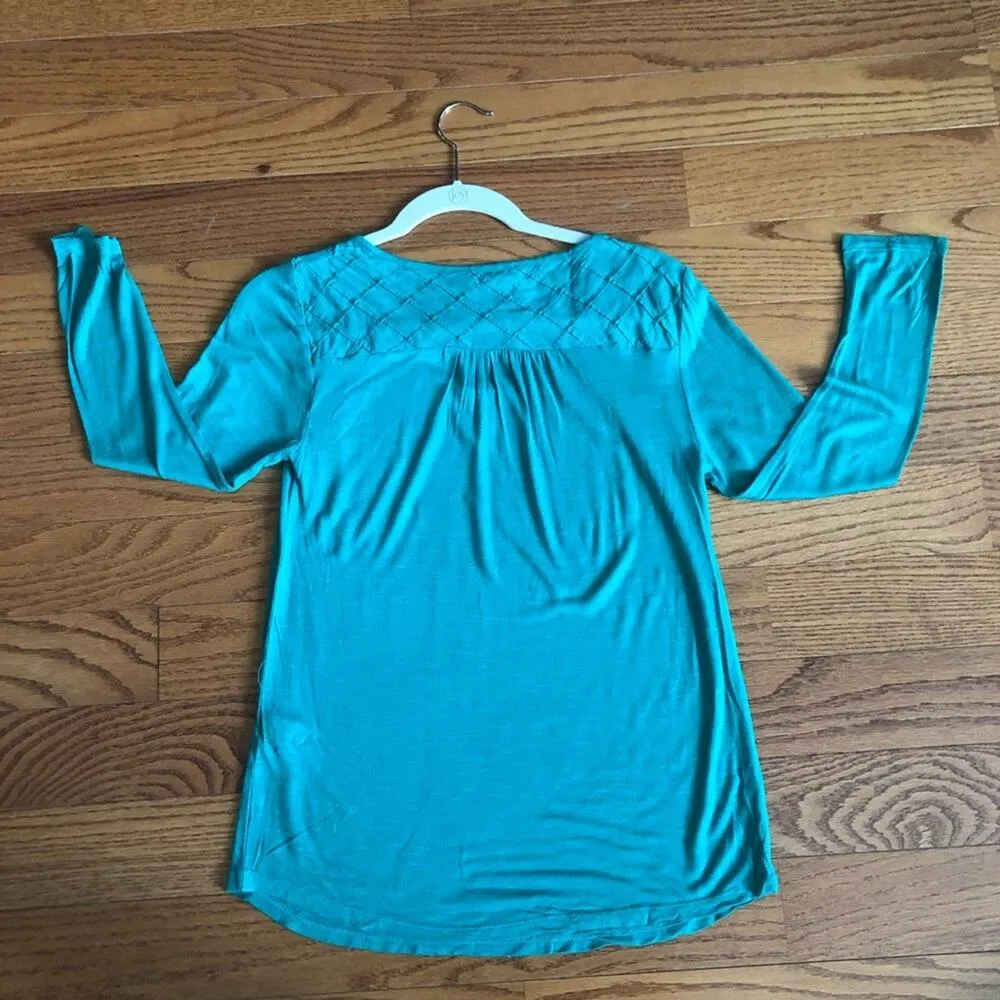 LUCKY BRAND Long Sleeve Green Rayon Shirt Women's Size Small - Image 8