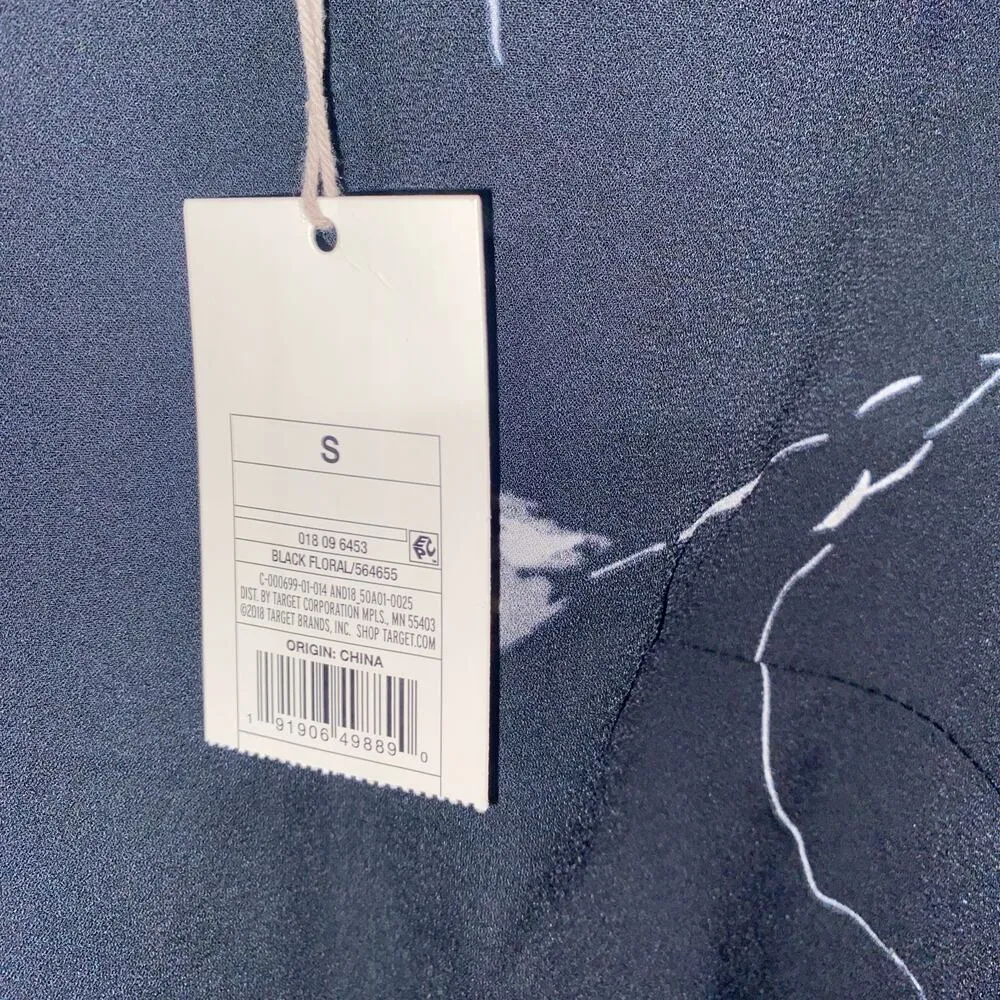 NWT A New Day Black Floral Long Sleeve Mini Shift Dress Women's Size Small - Image 5