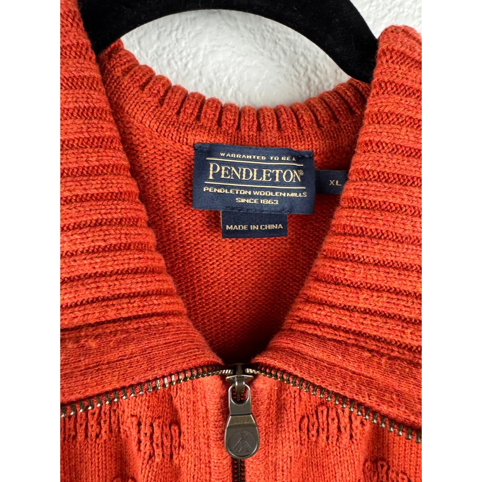 VTG Pendleton Womens Orange Knit Zip Vest Cardigan Sweater XL Cotton Rust Preppy - Image 2