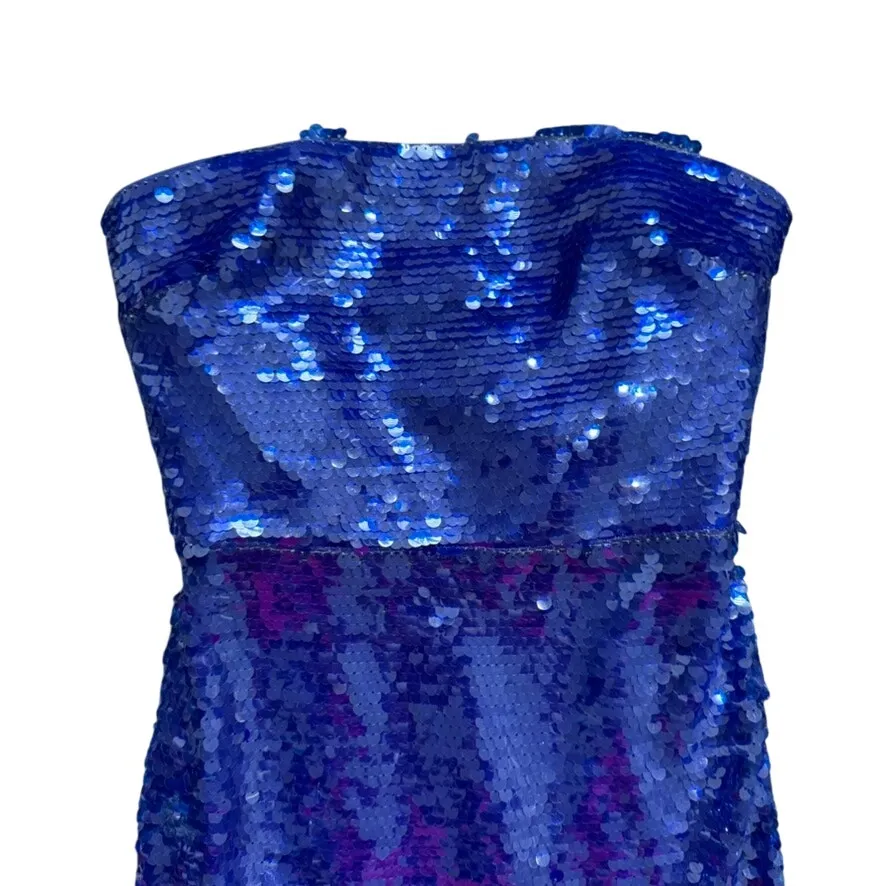 ML Monique Lhuillier Strapless Mira Sequins Dress in Blue, Size US 4 Blue - Image 5