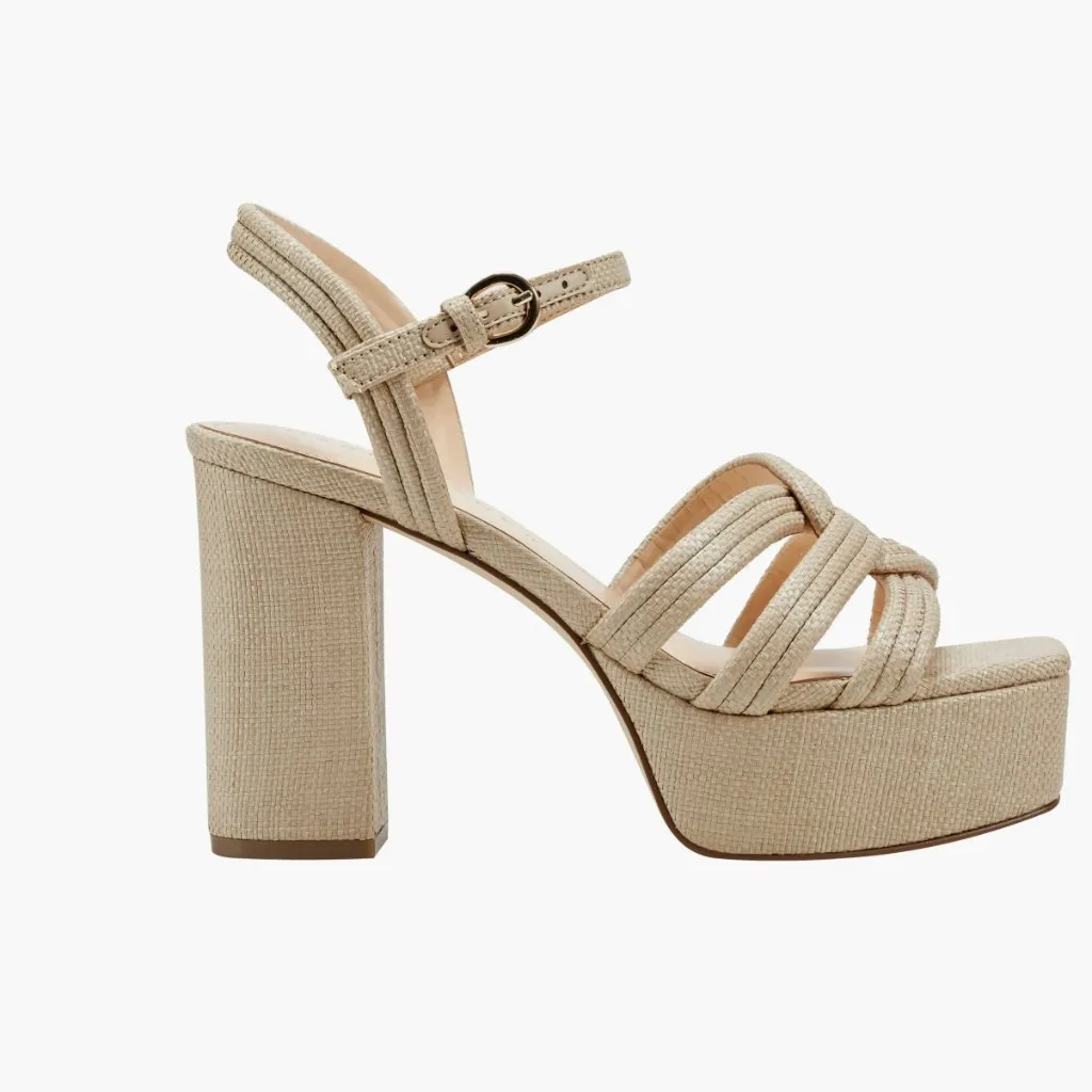 NEW  Marc Fisher LTD Cairo Ankle Strap Platform Sandal (Women) 9.5M,  NATURAL - Image 3