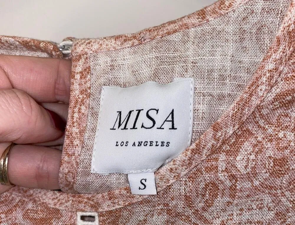 Misa Los Angeles Nilu Eyelet Lace Linen Top in Washed Tile Dusty Rose Small NWT - Image 9