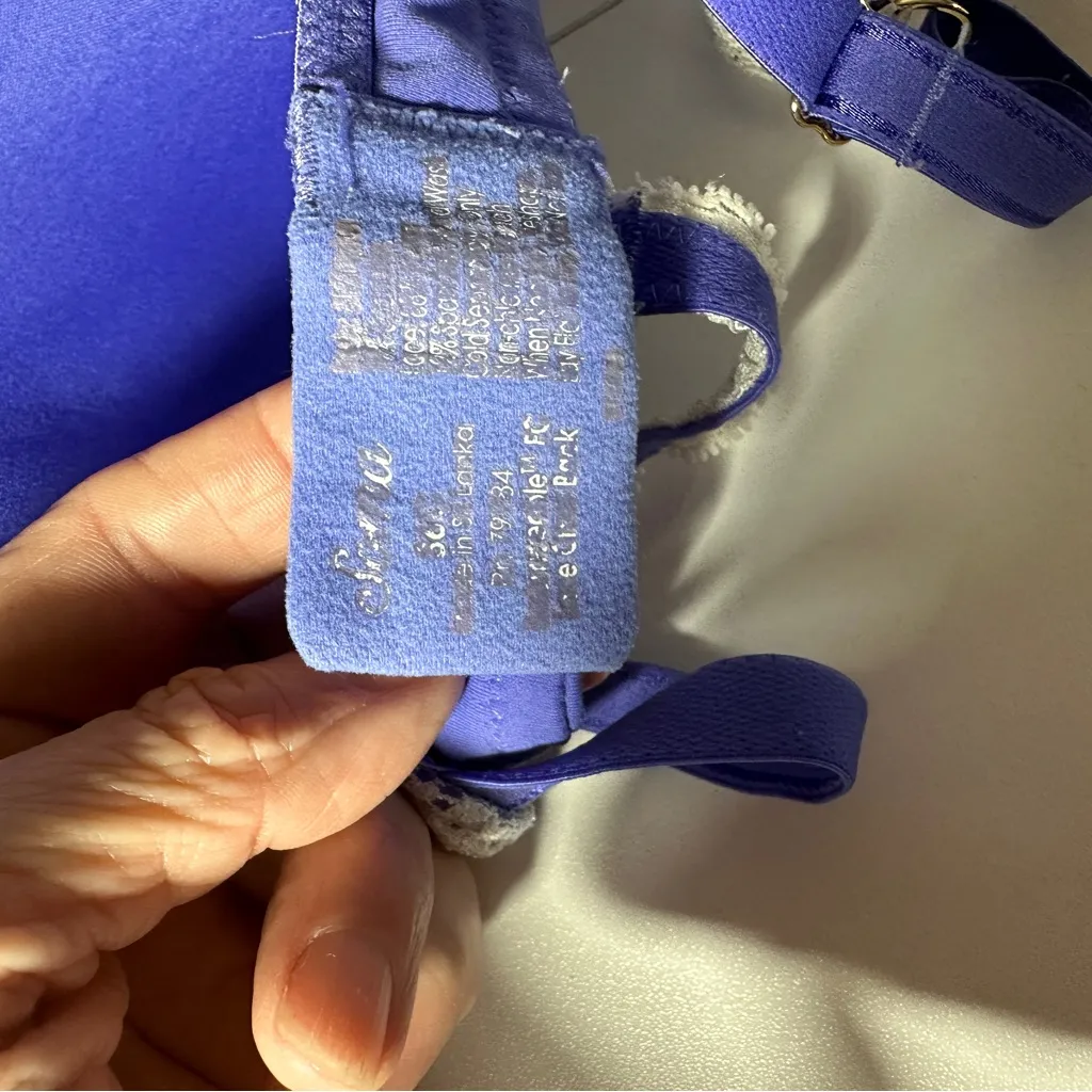 Soma Embraceable Full Coverage Violet‎ Blue Padded Underwire Bra 36C - Image 10