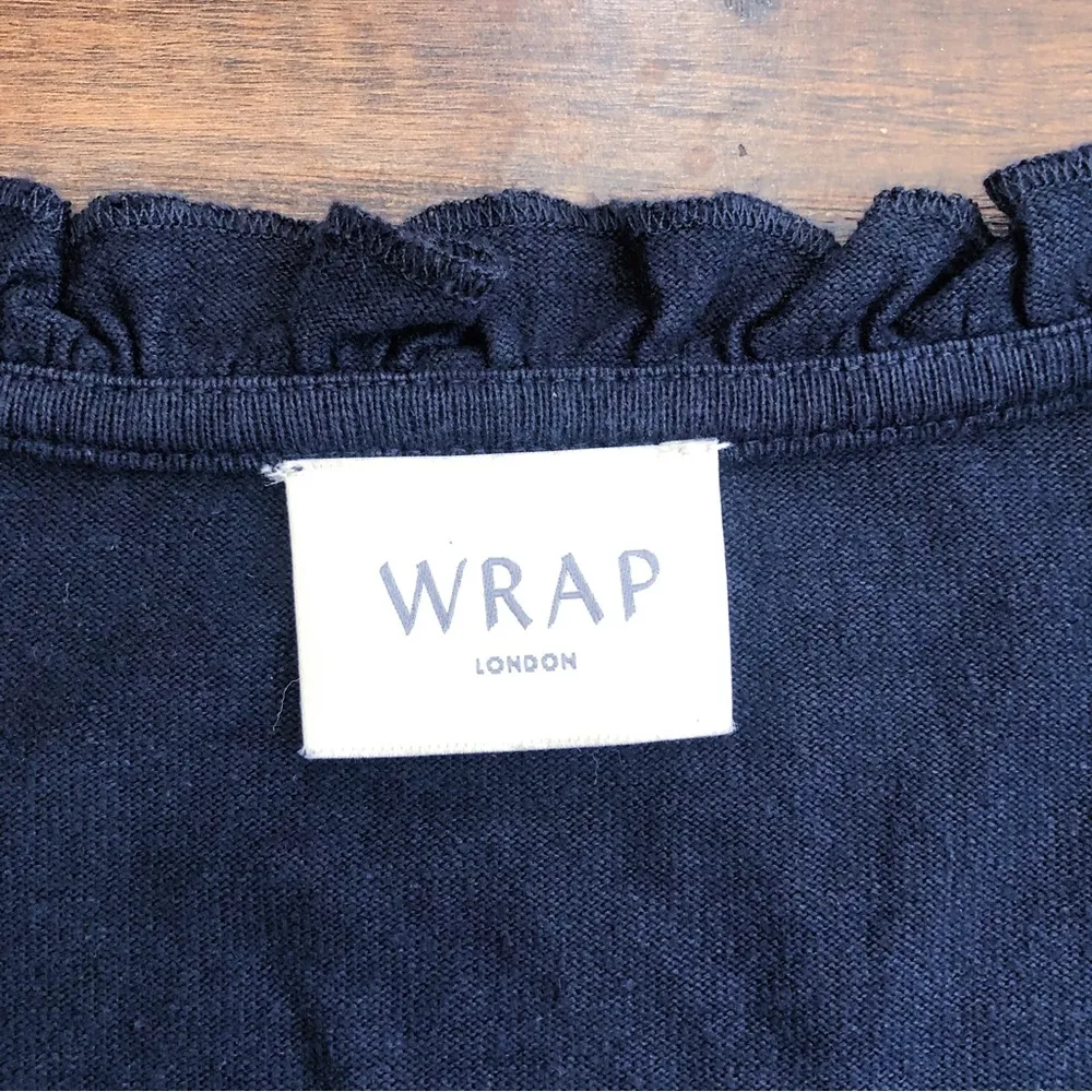 WRAP London • navy knit tunic hemp organic cotton peasant ruffle lace inset Size 2 - Image 3