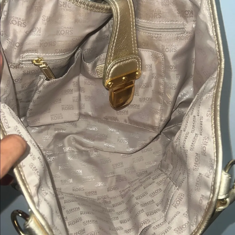 Michael Kors Large Hobo Gold and Brown Shoulder Bag - Image 12