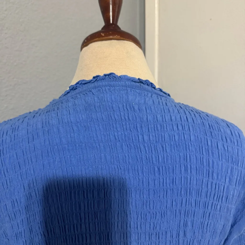 Norm Thompson Women Blue Smoked Fabric‎ Button - Image 8