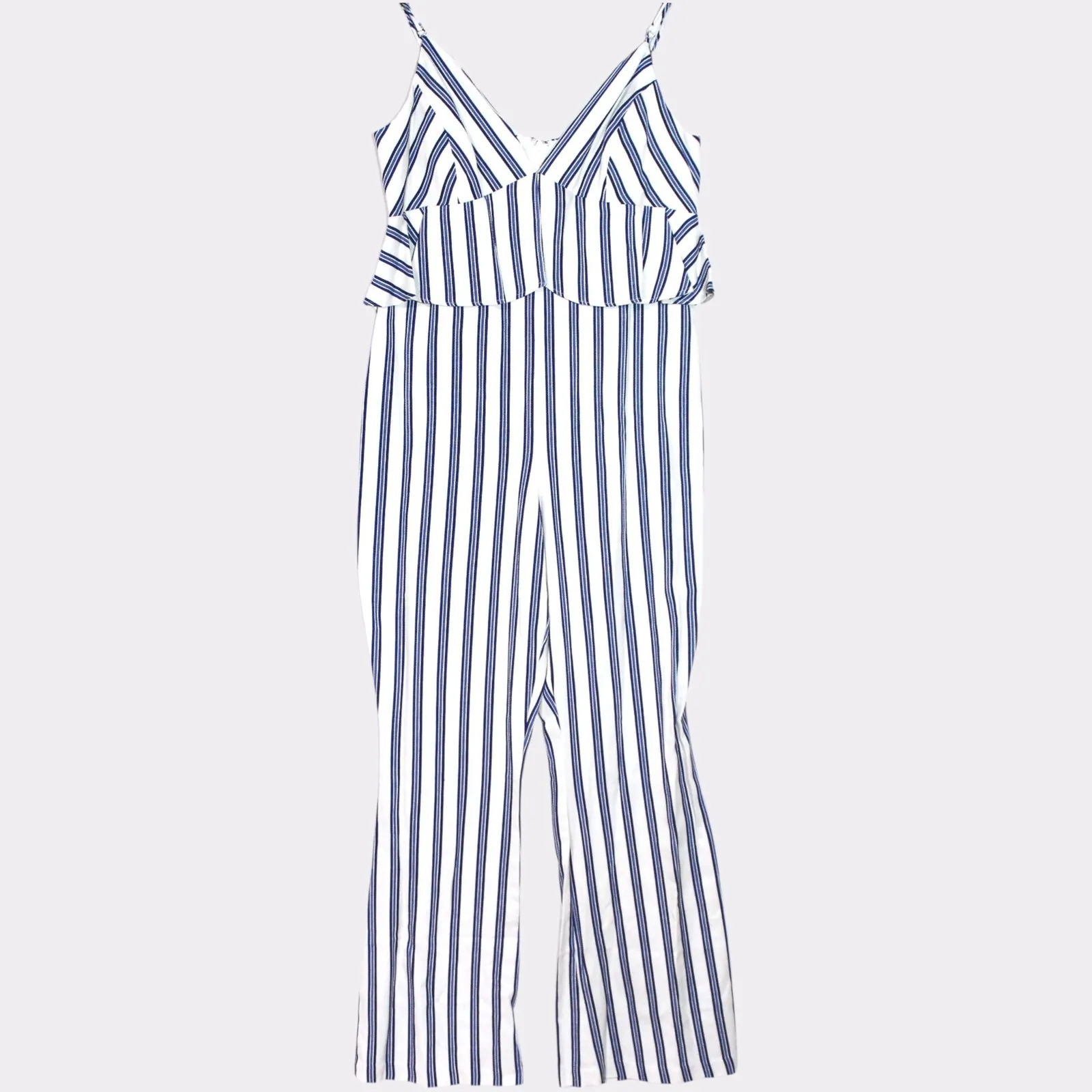 BCBGeneration Blue Striped Peplum Jumpsuit Size 12 NWT - Image 6